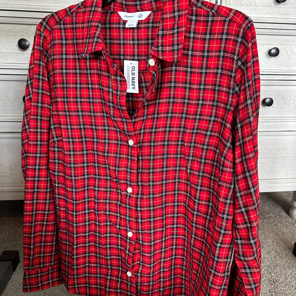 Old Navy Red and Black Plaid Shirt